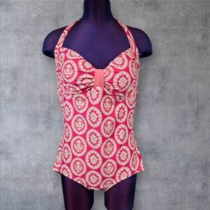 Boden Sorrento‎ Medallion Pink & Orange One Piece Swimsuit Size 14 Women's N83